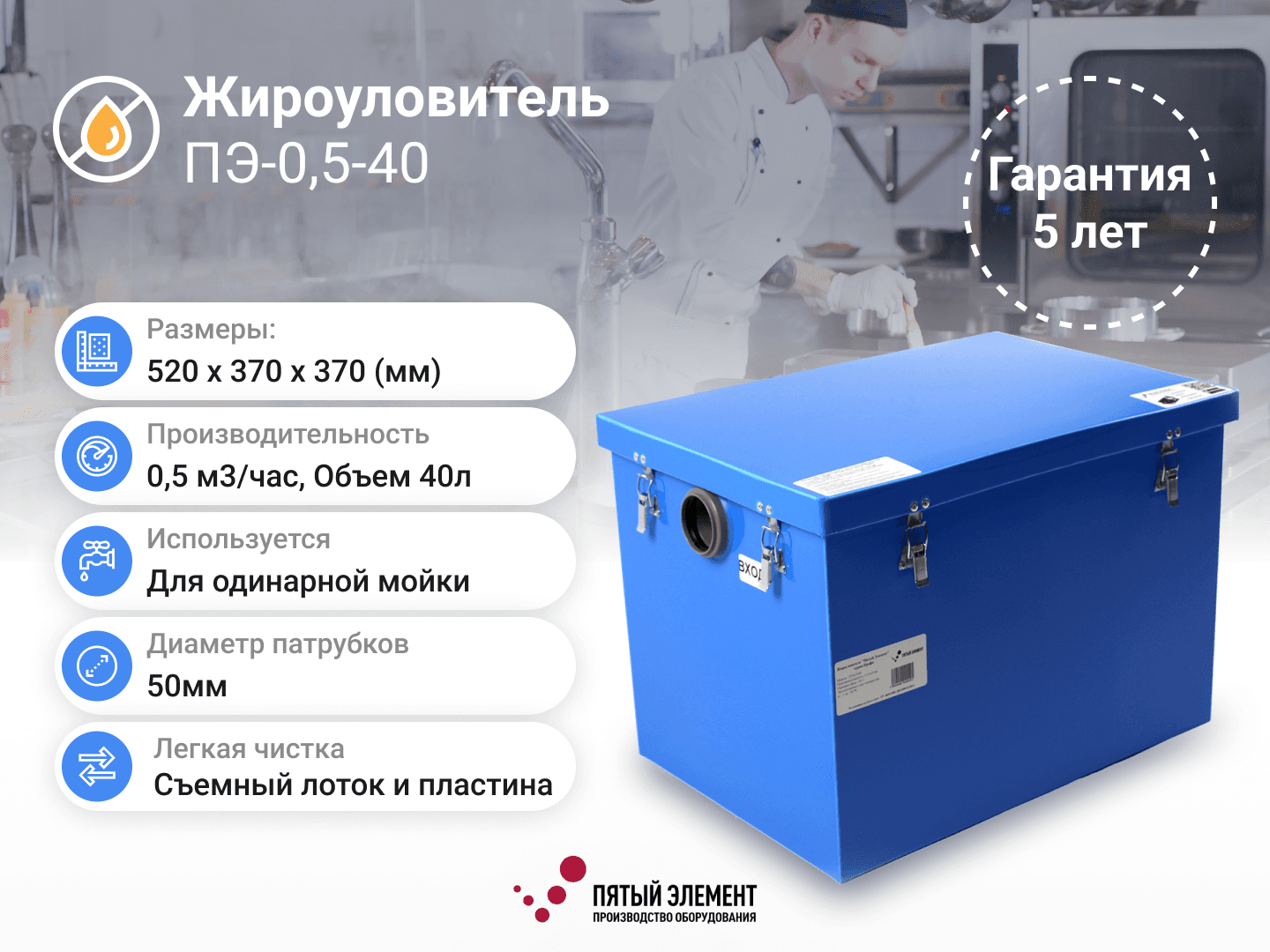 Жироуловитель ПЭ-0,5-40 серия Профи купить в Москве